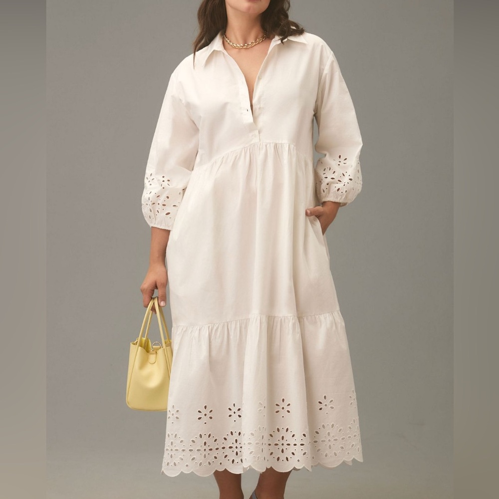 Anthropologie 2x Bettina shirt dress, eyelet edition BNWT